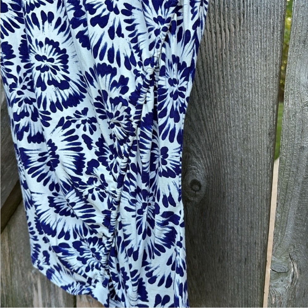 NWT SUGARLIPS Ruched BodyCon Stretch Jersey Dress Blue White Floral Size Medium - Picture 8 of 11